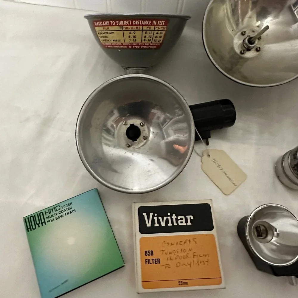 Kodak Vivitar Hoya Camera Flash & Filter Lot‎ Vintage Silver Good Mixed Untested